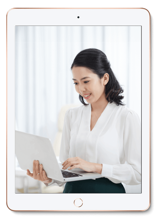 a woman holding her notebook